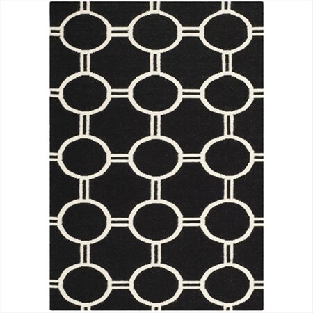 Safavieh 6 x 9 ft. Rectangle- Contemporary Dhurries Black And Ivory Flatweave Rug DHU636A-6